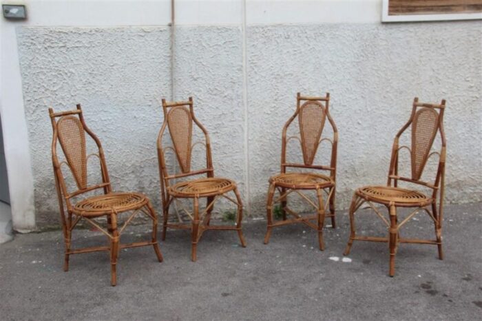 bamboo armchairs 1950s set of 4 3