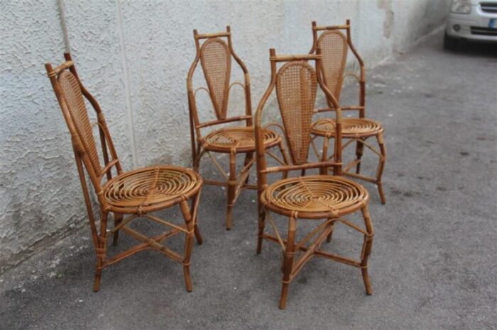 bamboo armchairs 1950s set of 4 6