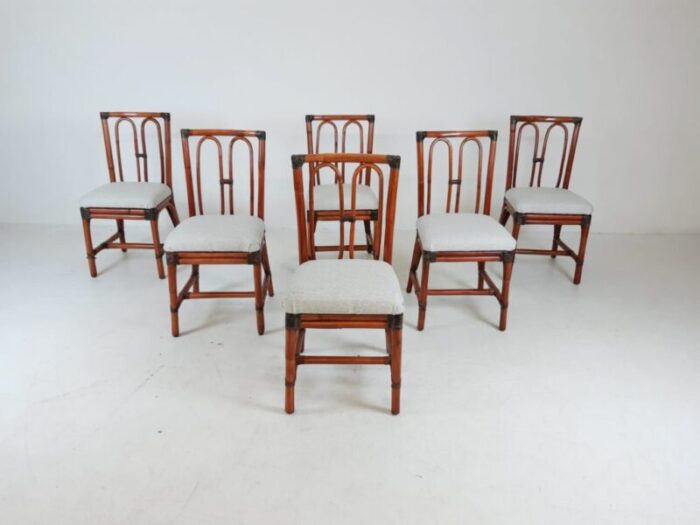 bamboo dining chairs 1980s set of 6 1