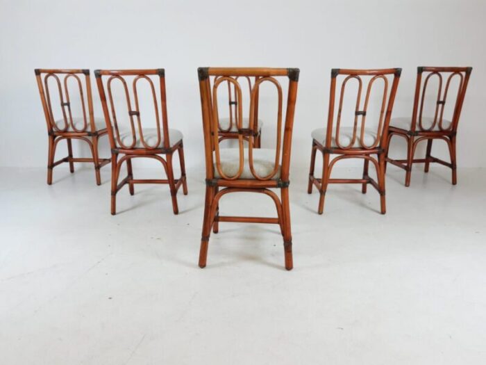 bamboo dining chairs 1980s set of 6 9