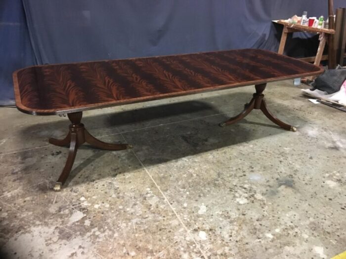 banded mahogany georgian style dining table by leighton hall made to order 0082