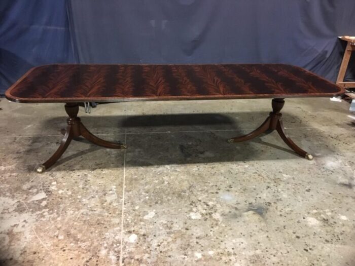 banded mahogany georgian style dining table by leighton hall made to order 2219