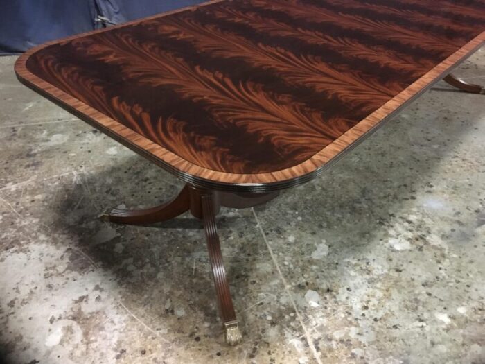 banded mahogany georgian style dining table by leighton hall made to order 4192