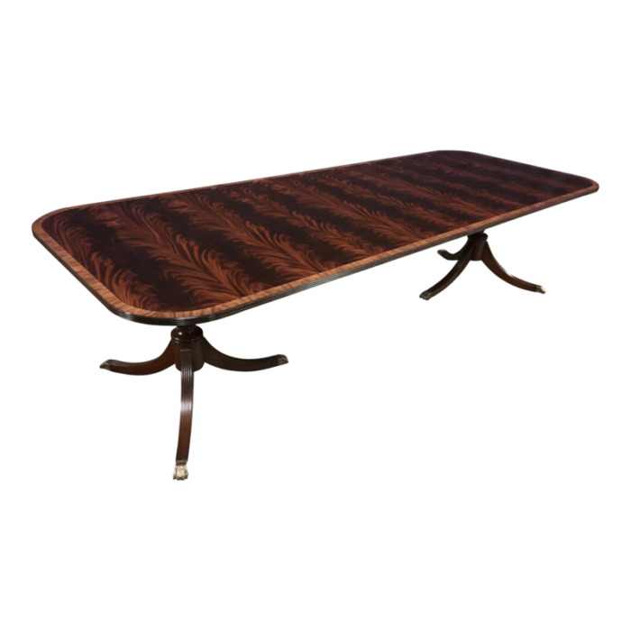 banded mahogany georgian style dining table by leighton hall made to order 4402