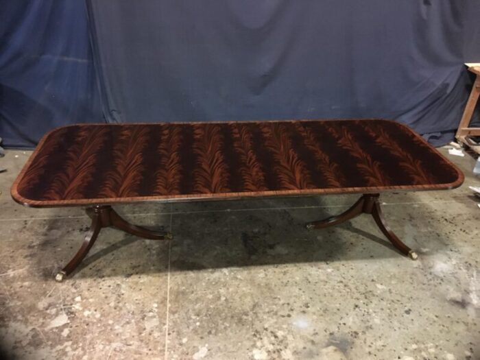 banded mahogany georgian style dining table by leighton hall made to order 8558