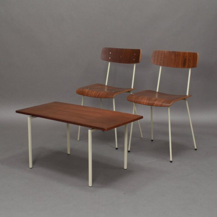 bedroom teak chairs table from auping 1950s set of 3 1