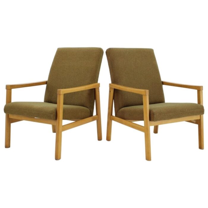 beech armchairs czechoslovakia 1960s set of 2 1