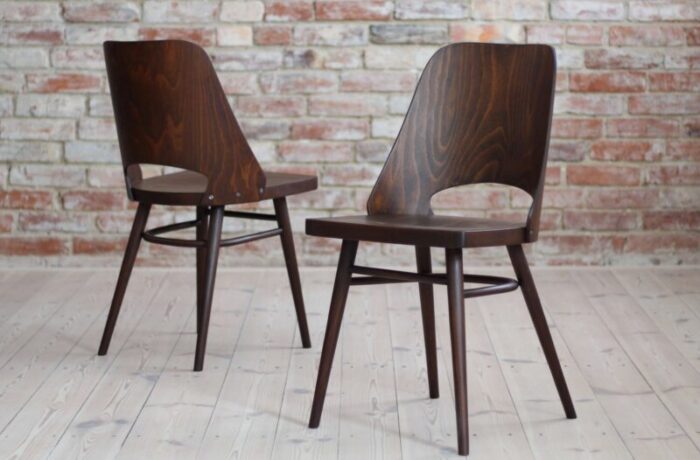 beech veneer dining chairs by oswald haerdtl for ton 1950s set of 4 4