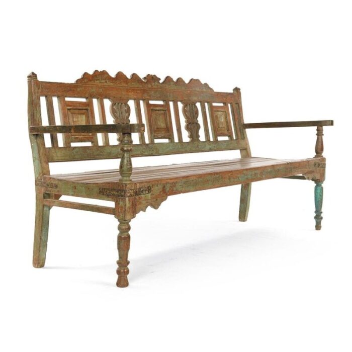 bench in carved wood with patina 1