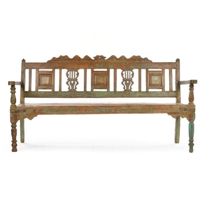 bench in carved wood with patina 2