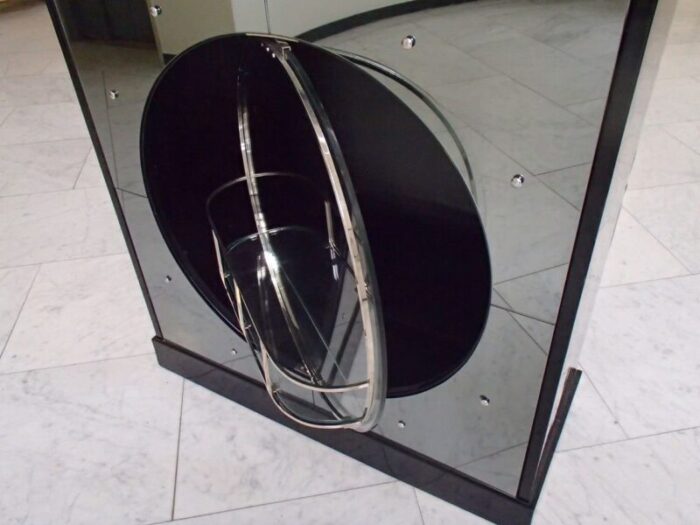 black lacquered bar table with mirror round turntable acrylic glass handle 1930s 5