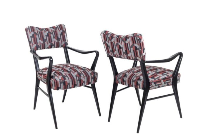 black lacquered wood armchairs by ico parisi 1970s set of 2 9