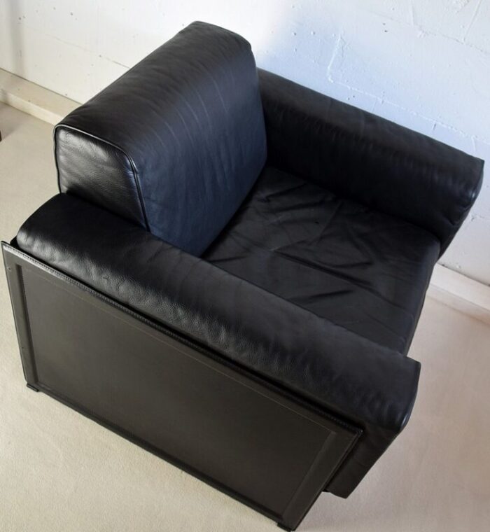 black leather korium lounge chairs by tito agnoli for matteo grassi 1988 set of 2 10