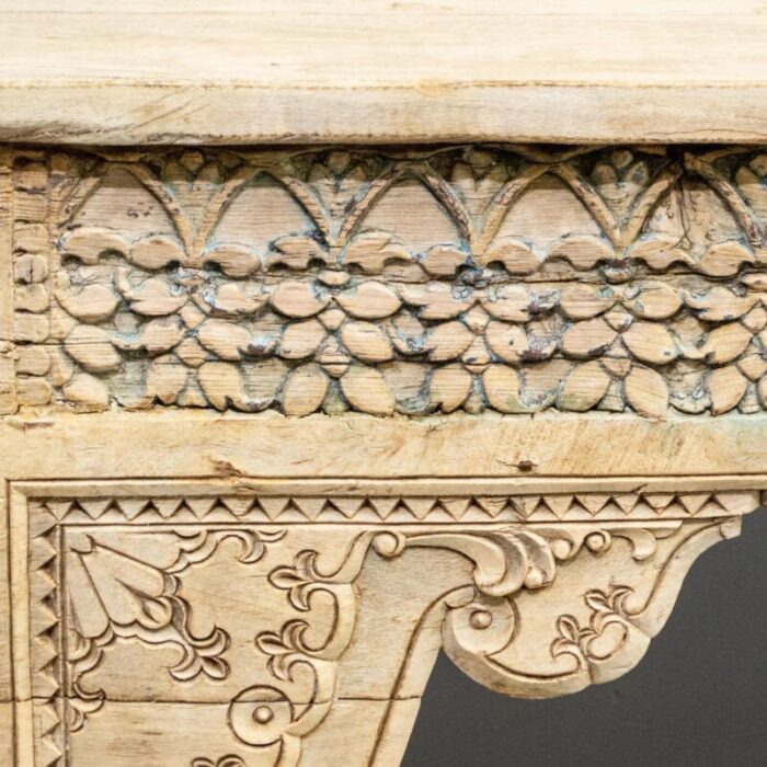 bleached console or sofa table crafted from a traditional rajasthani architectural remnants 0535