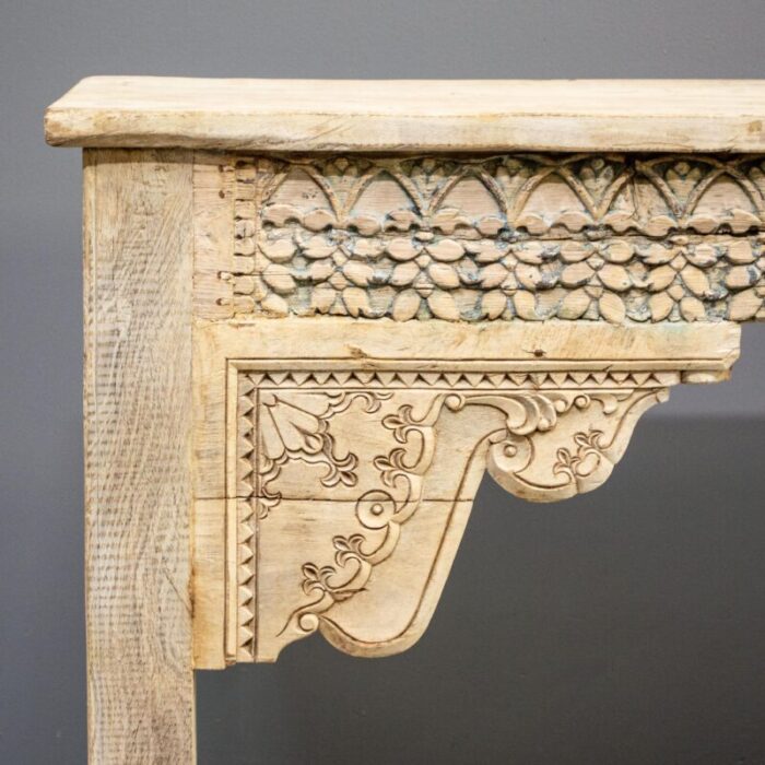 bleached console or sofa table crafted from a traditional rajasthani architectural remnants 1739