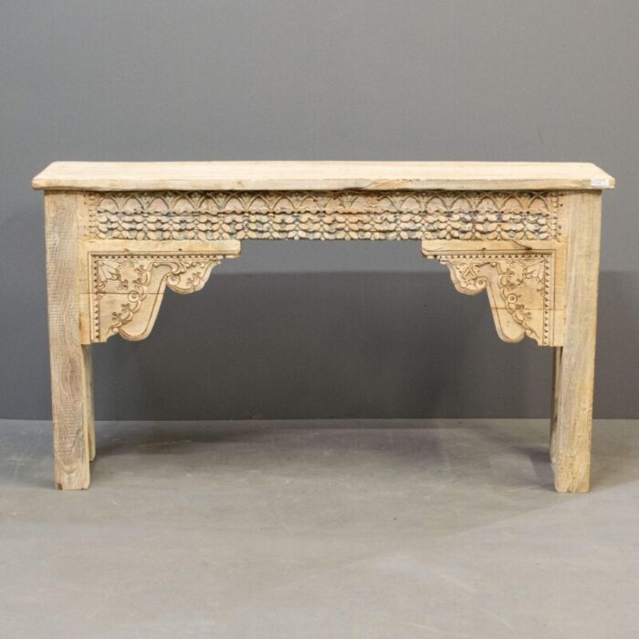 bleached console or sofa table crafted from a traditional rajasthani architectural remnants 3985