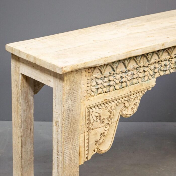 bleached console or sofa table crafted from a traditional rajasthani architectural remnants 6188