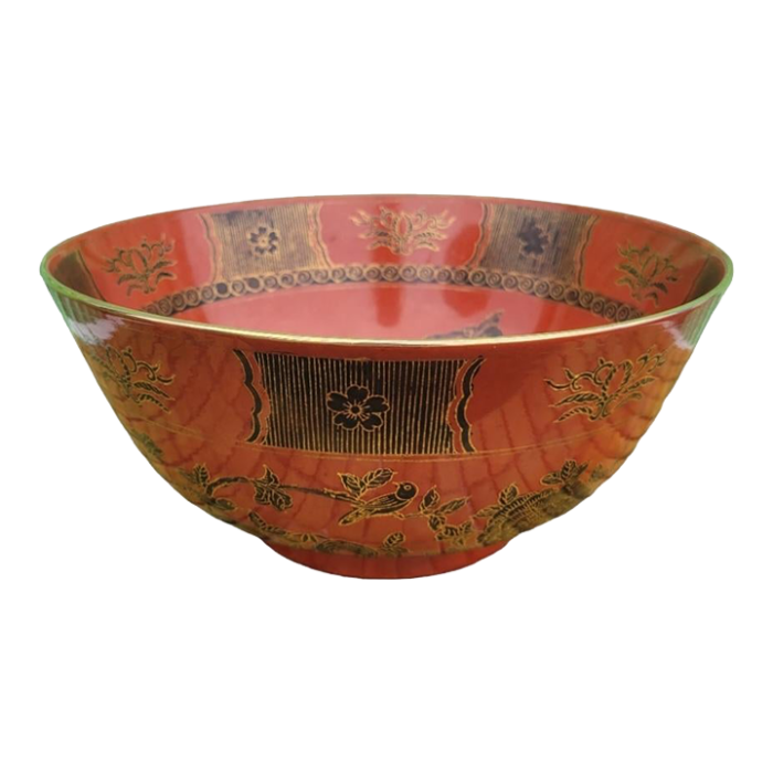 bright red gold chinoiserie ceramic japanese hand painted decorative bowl room decor 5572