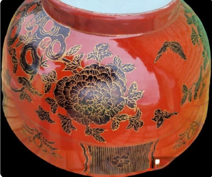 bright red gold chinoiserie ceramic japanese hand painted decorative bowl room decor 6740