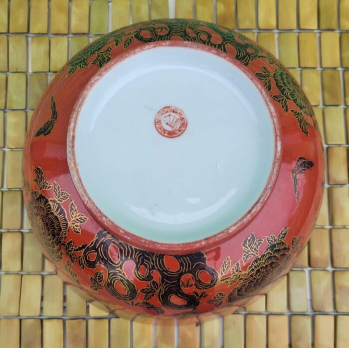 bright red gold chinoiserie ceramic japanese hand painted decorative bowl room decor 9811