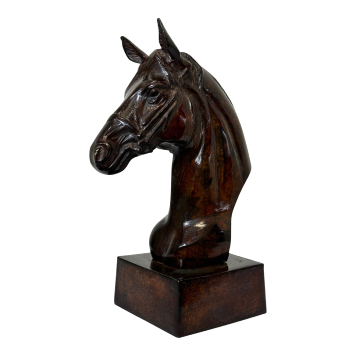 british small traditional 1950s sporting equine bronze horse head bust sculpture 4131