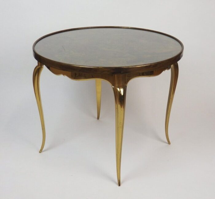 bronze and glass pedestal table 1950s 1