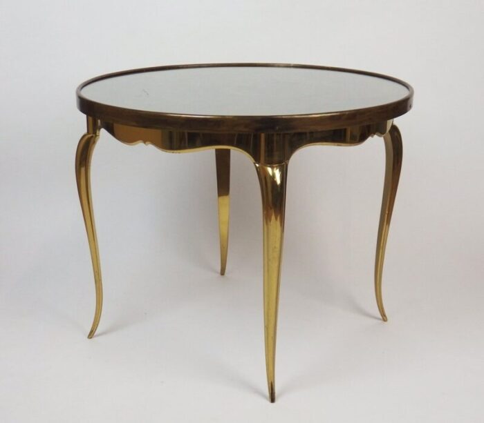 bronze and glass pedestal table 1950s 2