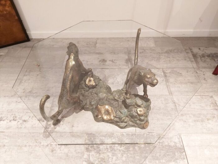 bronze jungle scene sculptural table 1960s 2