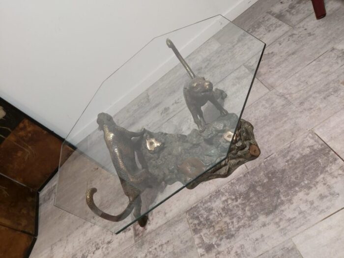 bronze jungle scene sculptural table 1960s 7