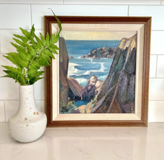 c 1950s sparkling seascape original oil painting by swedish artist ragnar ring 7241