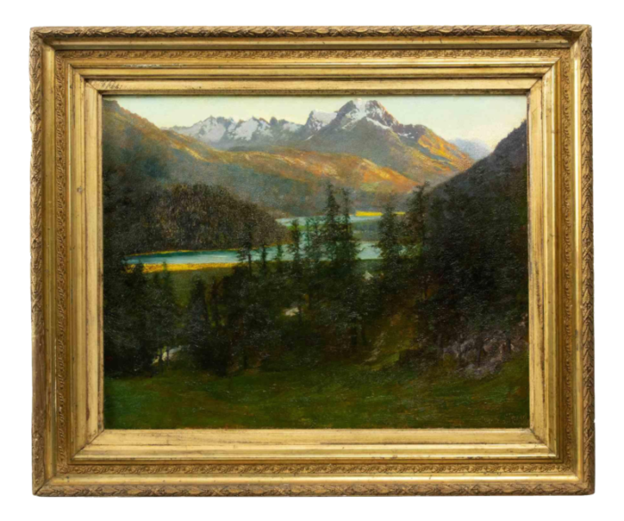 carlo ferrari view of saint moritz oil on board 1907 framed 2613