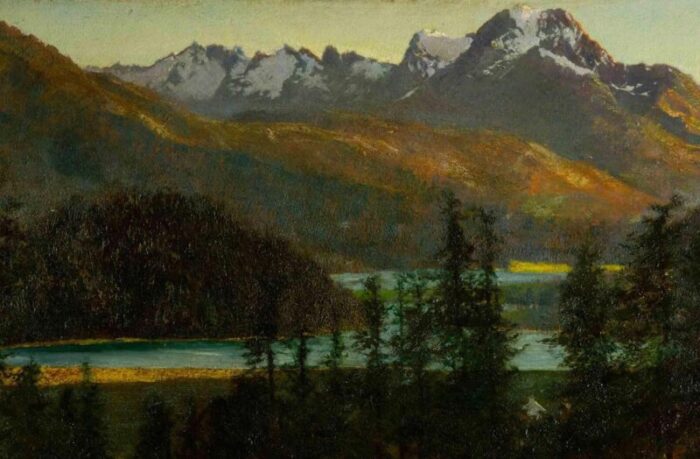 carlo ferrari view of saint moritz oil on board 1907 framed 5737