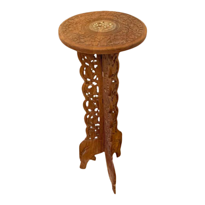 carved moroccan inlaid plant stand drinks table 8570