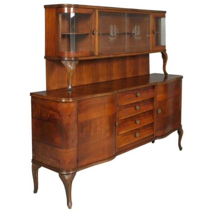 carved walnut and burl walnut chippendale sideboard from testolini e salviati 1920s 1