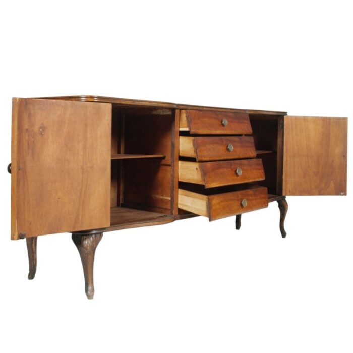 carved walnut and burl walnut chippendale sideboard from testolini e salviati 1920s 13