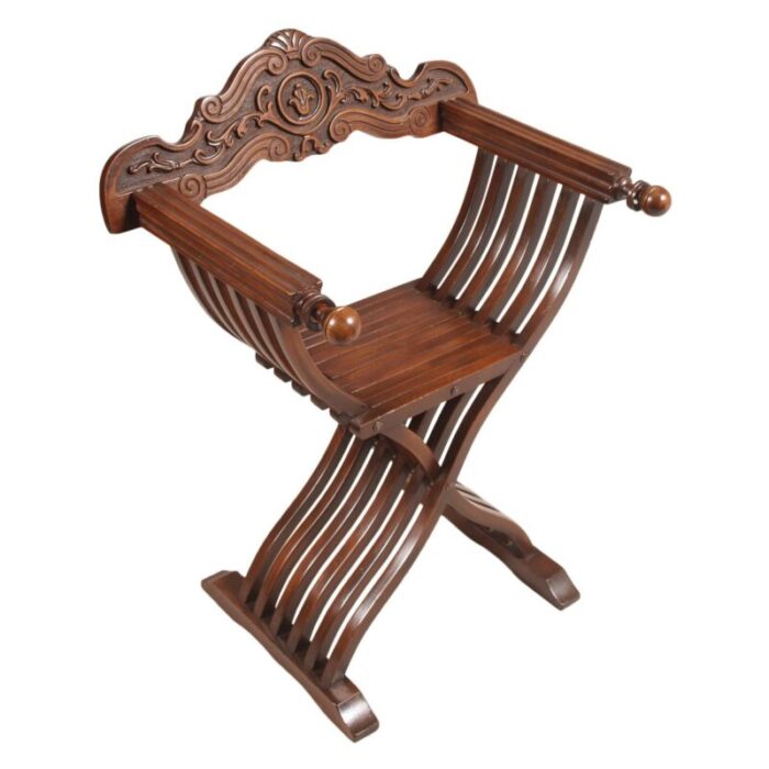 carved walnut desk chair by michele bonciani 1930s 1