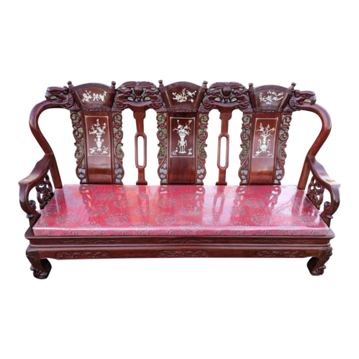 carved wood sofa chinese mother of pearl inlay royal palace couch 0080