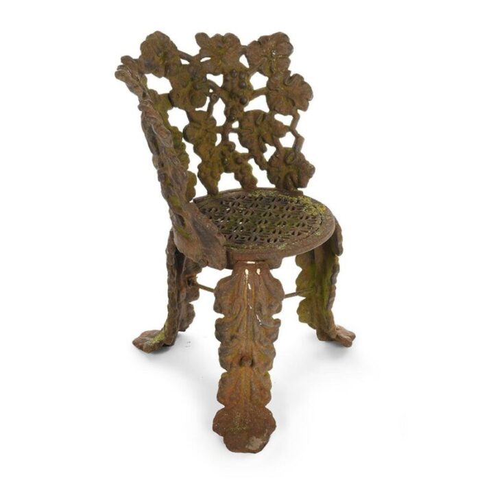 cast iron chair with floral decoration 1940s 1