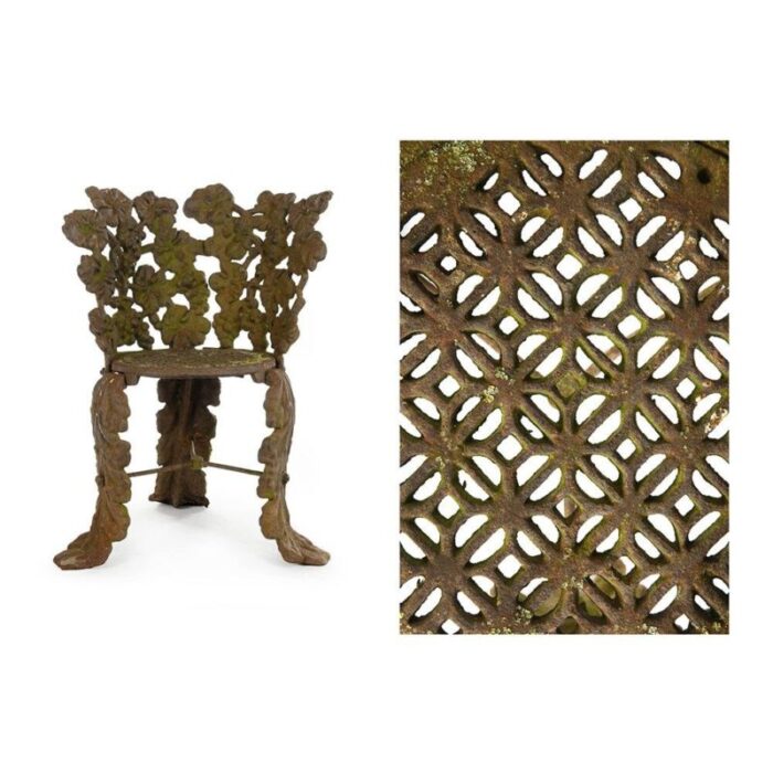 cast iron chair with floral decoration 1940s 2