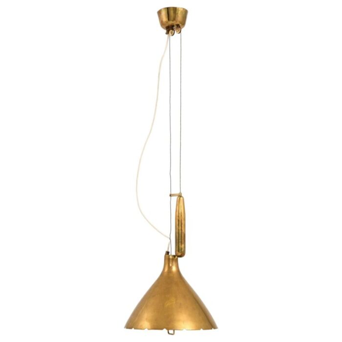 ceiling lamp in brass and glass attributed to paavo tynell 1950s 8892