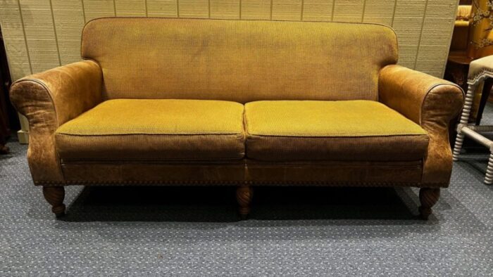 century furniture large leather and fabric sofa 5866