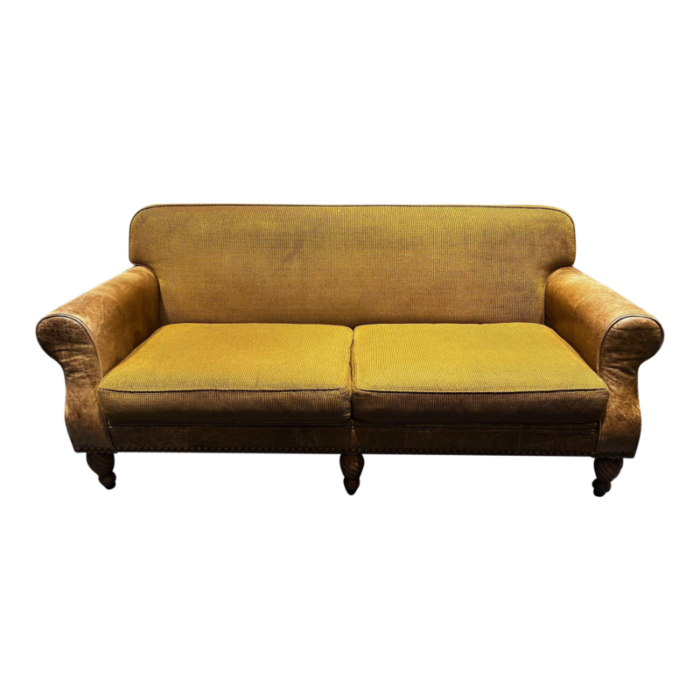 century furniture large leather and fabric sofa 7212