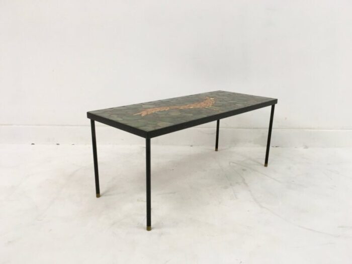 ceramic brass and steel coffee table 1960s 3