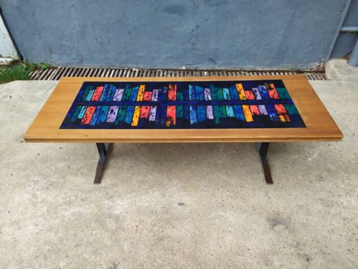 ceramic coffee table with abstract decoration 1960s 1