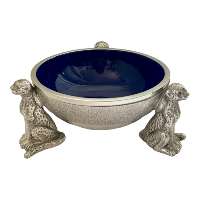 cheetah pedestal enameled metal bowl snack appetizer bowl the weinberg windhoek nambibia 7555