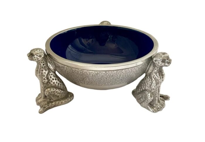 cheetah pedestal enameled metal bowl snack appetizer bowl the weinberg windhoek nambibia 9308