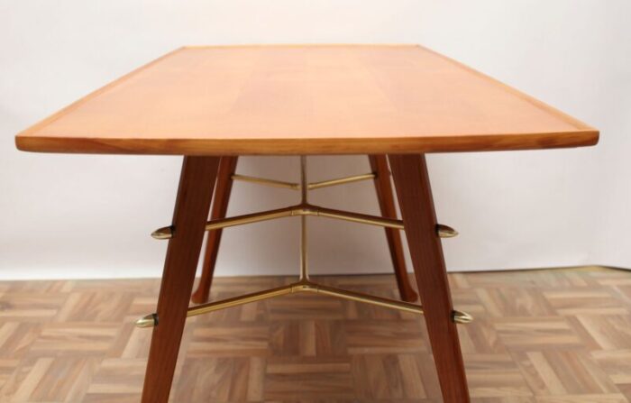 cherry wood and brass coffee table 1950s 2