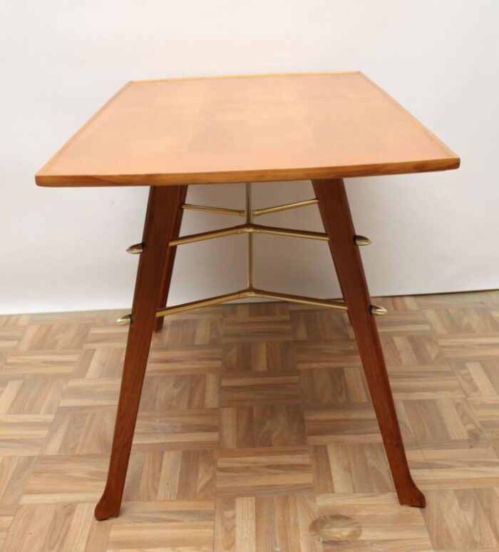 cherry wood and brass coffee table 1950s 3