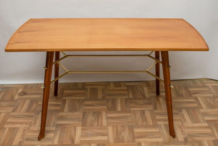 cherry wood and brass coffee table 1950s 9