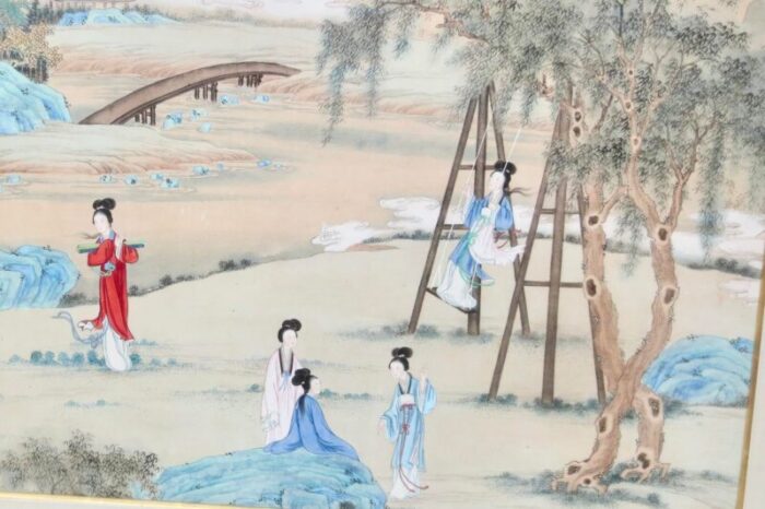 chinese maidens in a landscape watercolor 1052